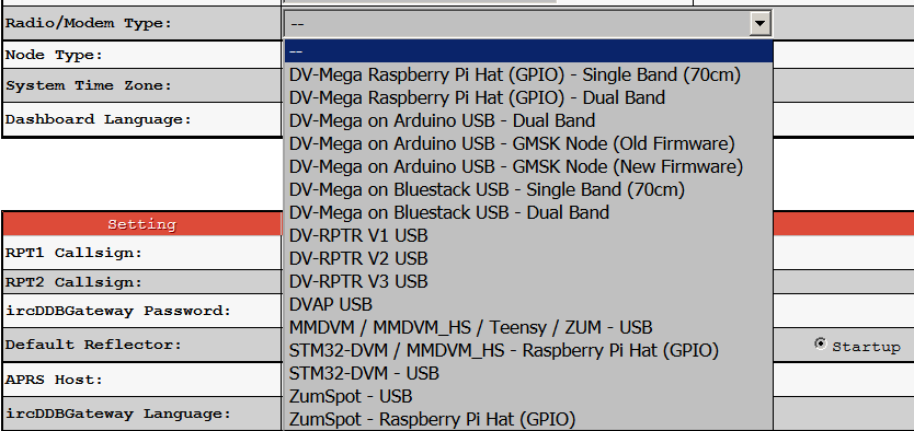 Pi-Star hardware list